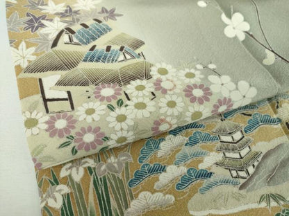 平和屋着物●訪問着　作家物　枝花風景　暈し染め　正絹　逸品　DABE5662ps