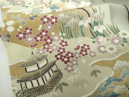 平和屋着物●訪問着　作家物　枝花風景　暈し染め　正絹　逸品　DABE5662ps