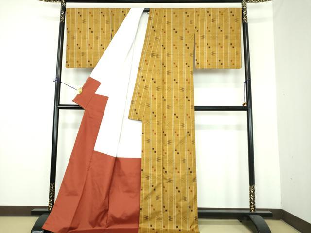 平和屋着物●上質な紬　琉球絣文様　正絹　逸品　DABE5663ps