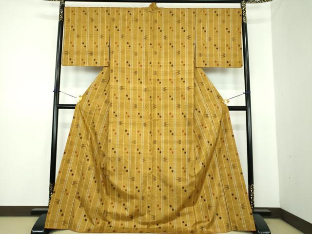 平和屋着物●上質な紬　琉球絣文様　正絹　逸品　DABE5663ps