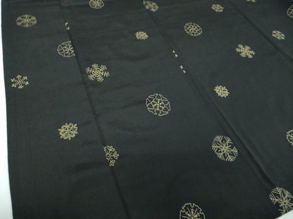 平和屋着物●上質なお召　雪華文　黒地　正絹　逸品　DABE5664ps
