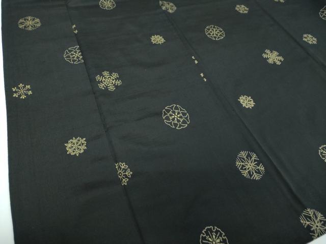 平和屋着物●上質なお召　雪華文　黒地　正絹　逸品　DABE5664ps