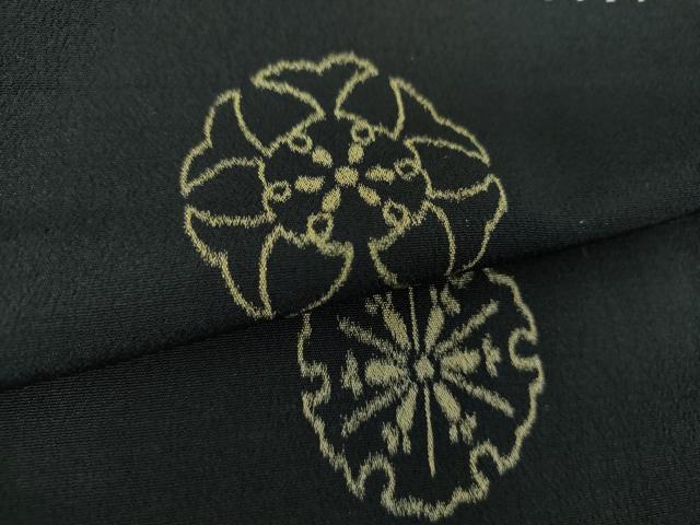 平和屋着物●上質なお召　雪華文　黒地　正絹　逸品　DABE5664ps