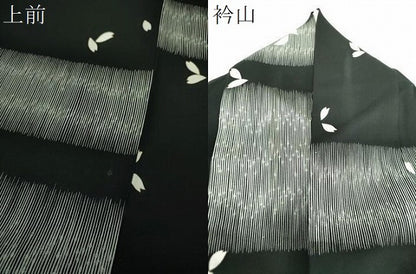 平和屋着物●上質な小紋　作家物　舞桜　竹節　黒地　正絹　逸品　DABE5665ps