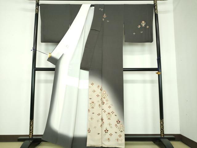 平和屋着物○訪問着 駒刺繍 更紗花文 暈し染め 金彩 正絹 平和屋着物○訪問着 駒刺繍 更紗花文 暈し染め 金彩 正絹
