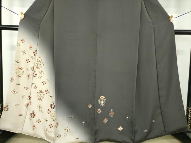 平和屋着物○訪問着 駒刺繍 更紗花文 暈し染め 金彩 正絹