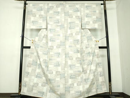 平和屋着物●本場大島紬　白大島　7マルキ　笹竹花文　正絹　逸品　DABE5671ps