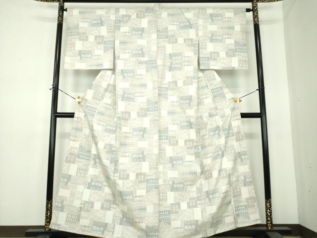 平和屋着物●本場大島紬　白大島　7マルキ　笹竹花文　正絹　逸品　DABE5671ps