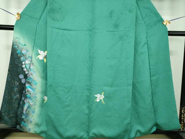 平和屋着物●訪問着　ペイズリー花文　暈し染め　金銀彩　銀通し地　正絹　逸品　DABE5674ps