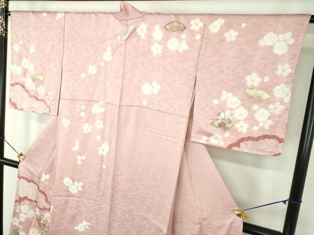 平和屋着物●訪問着　刺繍　絞り　雲取り地紙花文　金銀彩　正絹　逸品　未使用　DABE5675ps