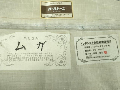 平和屋着物●インド・アッサム　野蚕糸　手織　ムガシルク　訪問着　霞文　たたき染め　証紙付き　正絹　逸品　DABE5678ps