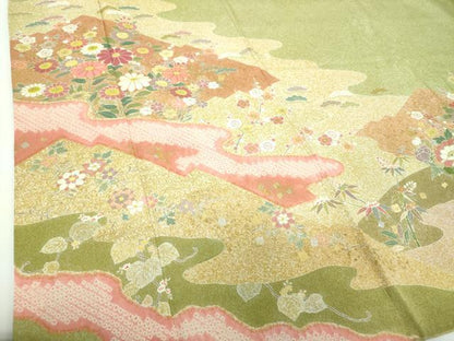 平和屋着物●京友禅の第一人者　松井青々　訪問着　駒刺繍　絞り　松皮菱花文　金銀彩　証紙付き　正絹　逸品　DABE5679ps