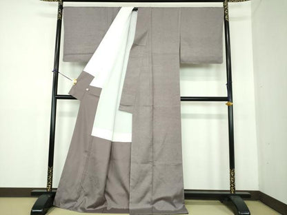 平和屋着物●本場結城玉紬　色無地　紫鼠色　証紙付き　正絹　逸品　未使用　DABE5681ps