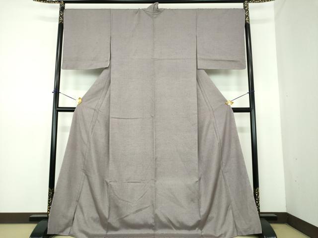 平和屋着物●本場結城玉紬　色無地　紫鼠色　証紙付き　正絹　逸品　未使用　DABE5681ps