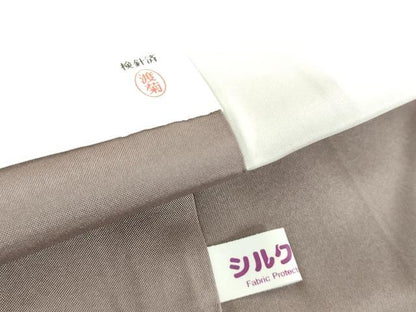 平和屋着物●本場結城玉紬　色無地　紫鼠色　証紙付き　正絹　逸品　未使用　DABE5681ps