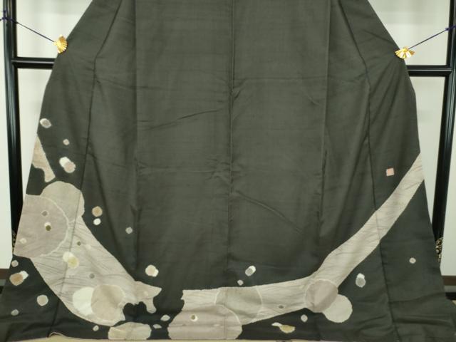 平和屋着物●十日町　名門青柳謹製　赤城紬　訪問着　絞り　輪繋ぎ　ロング丈　正絹　逸品　DABE5683ps