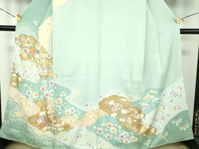 平和屋着物●訪問着　駒刺繍　松皮菱花舟　金銀彩　正絹　逸品　DABE5685ps