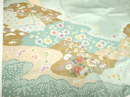 平和屋着物●訪問着　駒刺繍　松皮菱花舟　金銀彩　正絹　逸品　DABE5685ps