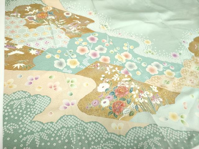 平和屋着物●訪問着　駒刺繍　松皮菱花舟　金銀彩　正絹　逸品　DABE5685ps