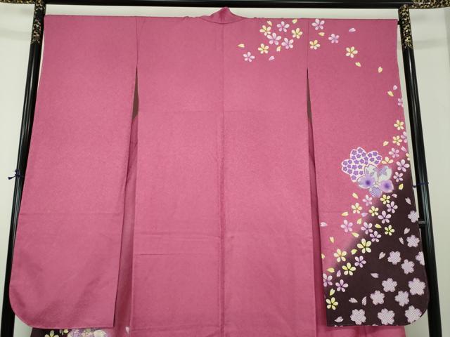 平和屋着物●豪華振袖　舞桜　暈し染め　金彩　銀通し地　正絹　逸品　DABE5686ps