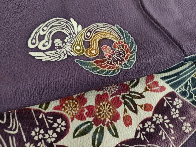 平和屋着物●初代 染人・山岡古都　首里琉染　訪問着　流水鳳凰花文　鬼しぼ縮緬　正絹　逸品　DABE5687ps