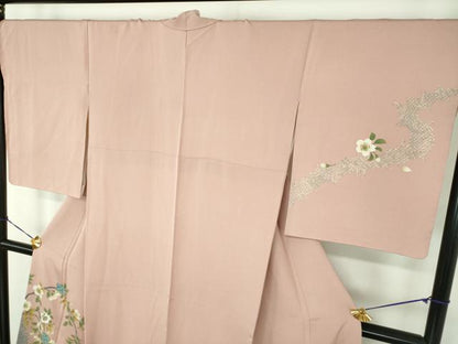 平和屋着物●ファッションデザイナー　花井幸子　訪問着　駒刺繍　枝垂れ桜　暈し染め　金糸　やまと誂製　正絹　逸品　DABE5688ps