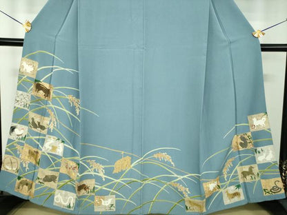平和屋着物●豪華色留袖　刺繍　十二支　干支　稲穂　金銀彩　正絹　逸品　DABE5692ps
