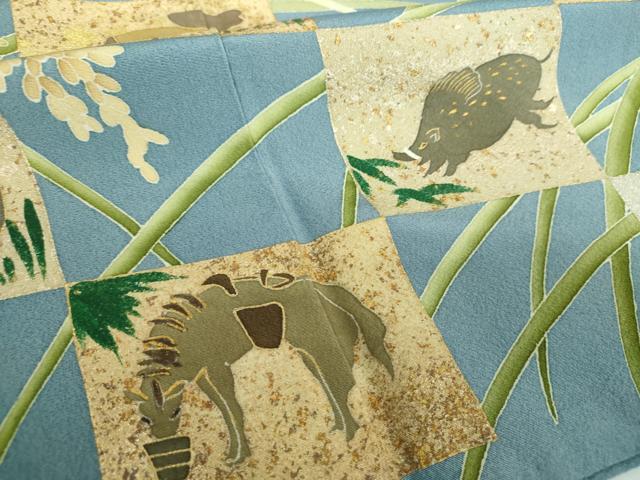 平和屋着物●豪華色留袖　刺繍　十二支　干支　稲穂　金銀彩　正絹　逸品　DABE5692ps