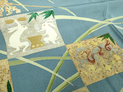 平和屋着物●豪華色留袖　刺繍　十二支　干支　稲穂　金銀彩　正絹　逸品　DABE5692ps