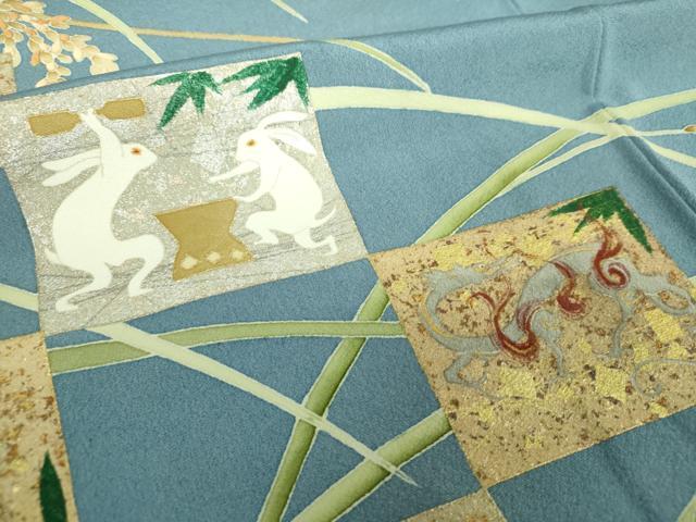 平和屋着物●豪華色留袖　刺繍　十二支　干支　稲穂　金銀彩　正絹　逸品　DABE5692ps