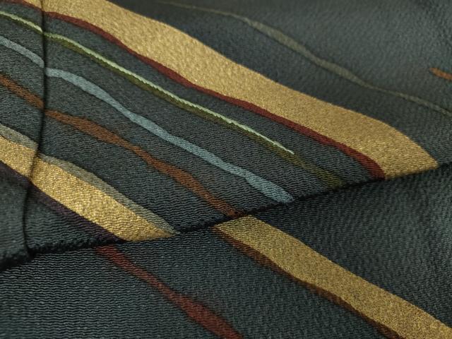 平和屋着物●訪問着　刺繍　斜線文　金彩　正絹　逸品　DABE5693ps