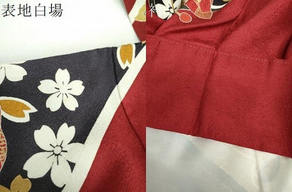 平和屋着物●小振袖　二尺袖　駒刺繍　舞桜　舞蝶花文　金彩　正絹　逸品　DABE5694ps