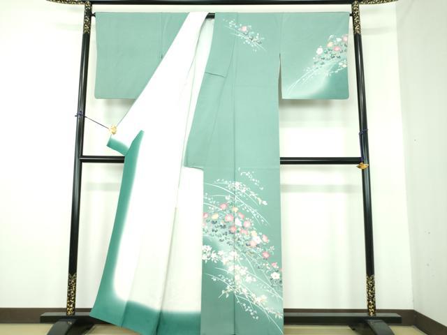 平和屋着物●訪問着　友禅　草花文　暈し染め　正絹　逸品　DABE5695ps