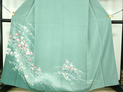 平和屋着物●訪問着　友禅　草花文　暈し染め　正絹　逸品　DABE5695ps