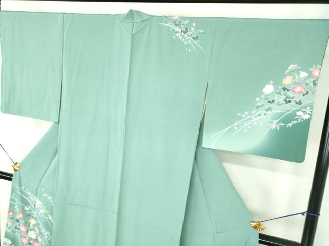 平和屋着物●訪問着　友禅　草花文　暈し染め　正絹　逸品　DABE5695ps