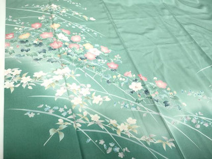 平和屋着物●訪問着　友禅　草花文　暈し染め　正絹　逸品　DABE5695ps