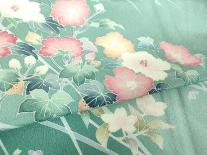平和屋着物●訪問着　友禅　草花文　暈し染め　正絹　逸品　DABE5695ps