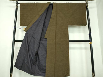 平和屋着物●男性　紬　濃涅色　正絹　逸品　DABE5696ps