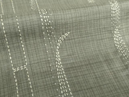 平和屋着物●訪問着　紬地　刺し子　総刺繍　笹竹文　正絹　逸品　DABE5701ps