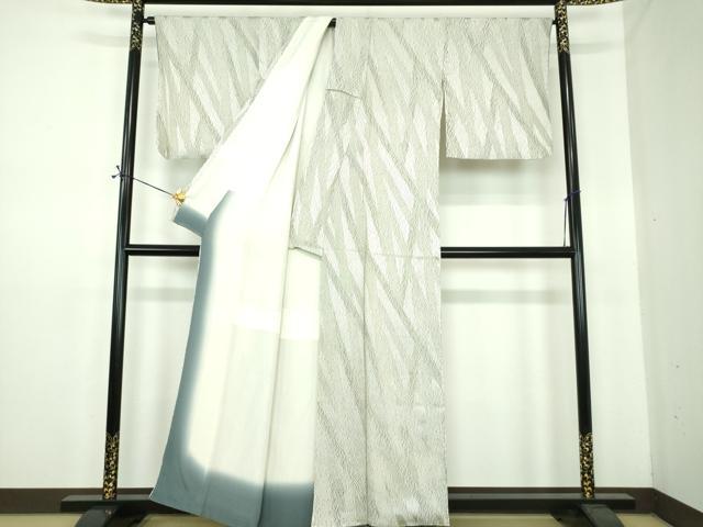 平和屋着物●上質な小紋　総杢目絞り　斜線文　正絹　逸品　DABE5703ps