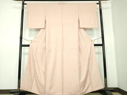 平和屋着物●上質な色無地　源氏香花地紋　洗柿色　正絹　逸品　DABE5704ps