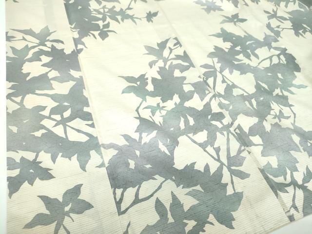 平和屋着物●上質な紬　背抜き仕立て　枝葉シルエット　金彩　正絹　逸品　DABE5706ps