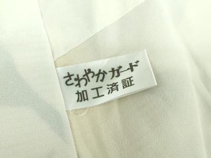平和屋着物●上質な紬　背抜き仕立て　枝葉シルエット　金彩　正絹　逸品　DABE5706ps