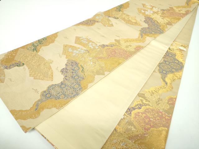 平和屋着物▼六通柄袋帯 花の宴 金銀糸 正絹 逸品 DABE5712ps