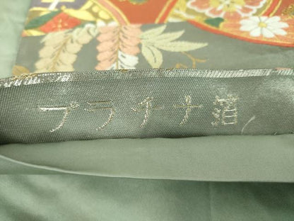 平和屋着物▼六通柄袋帯 七宝花文 プラチナ箔 正絹 逸品 DABE5721ps