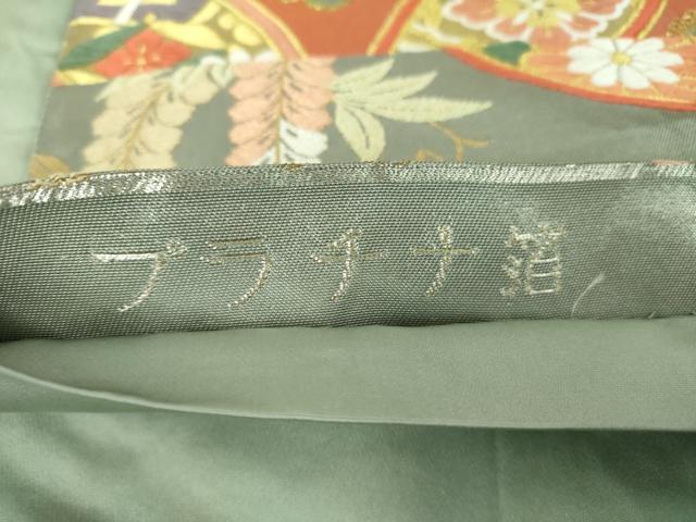 平和屋着物▼六通柄袋帯 七宝花文 プラチナ箔 正絹 逸品 DABE5721ps