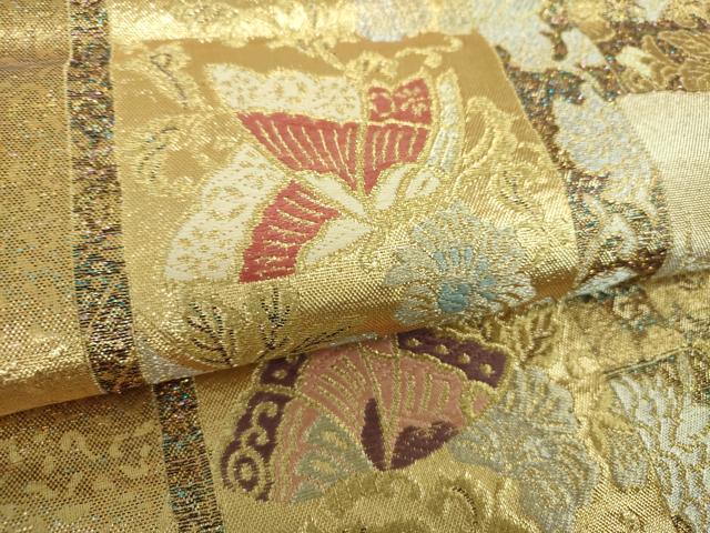 平和屋着物●六通柄　京袋帯　花蝶文　CABD0525hy 楽天市場】平和屋着物◎六通柄袋帯 唐織 道長正倉院花文 銀糸 正絹