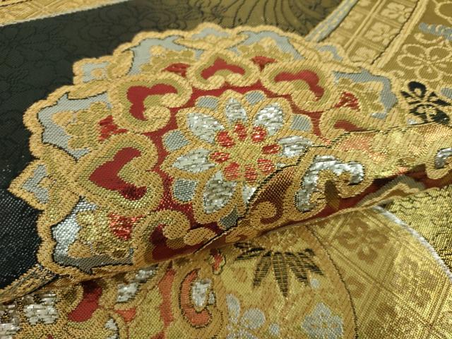 平和屋着物▼佐賀錦　両面　六通柄袋帯　正倉院花文　金銀糸　正絹　逸品　DABE5742ps