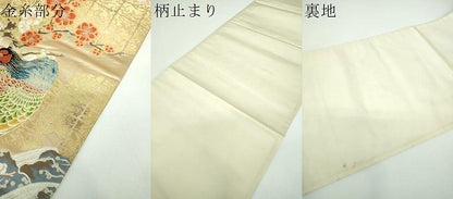 平和屋着物▼六通柄袋帯 唐織 桃山花鳥 金糸 正絹 逸品 DABE5749ps