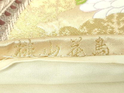 平和屋着物▼六通柄袋帯 唐織 桃山花鳥 金糸 正絹 逸品 DABE5749ps